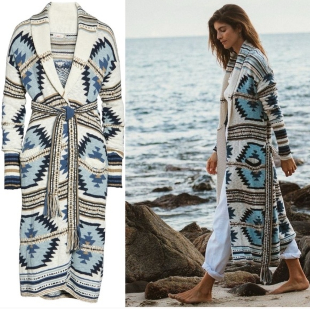 Faherty B.Yellowtail Paloma Duster Organic Cotton Cardigan Size Small